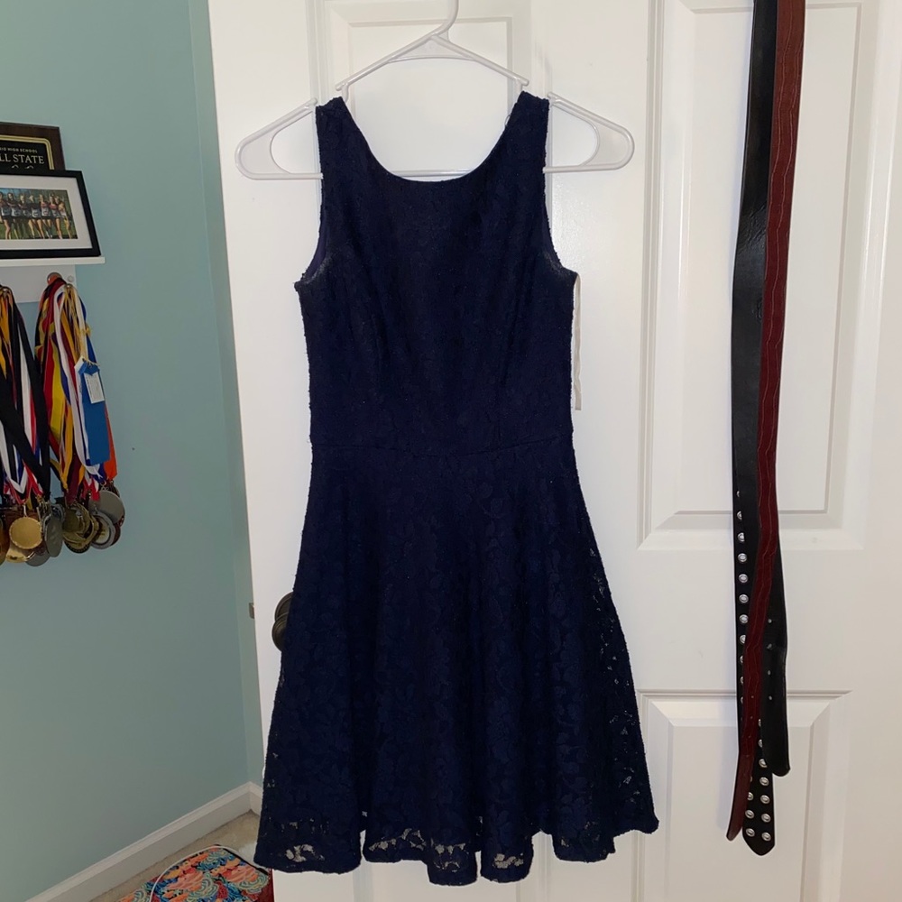 Navy high neck formal dress (small)